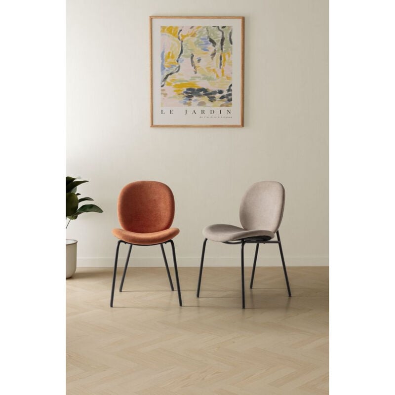 Chaise et fauteuil de table Bobochic Lot de 2 chaises laura tissu texturé Beige - Beige