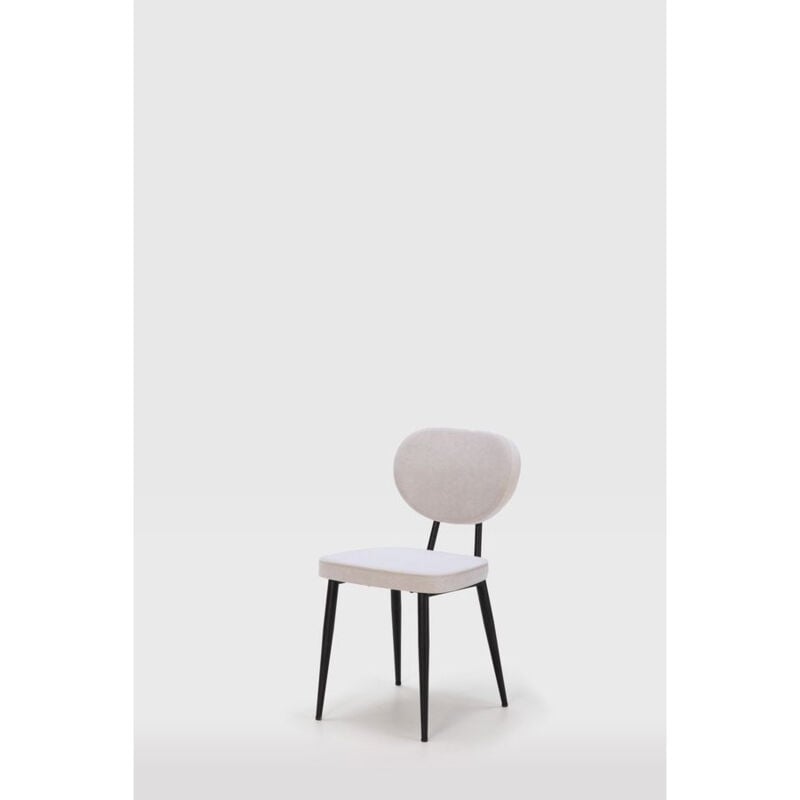 Bobochic - Chaise et fauteuil de table xs - Lot de 2 chaises daphne tissu simili daim et pieds noirs Blanc - Blanc