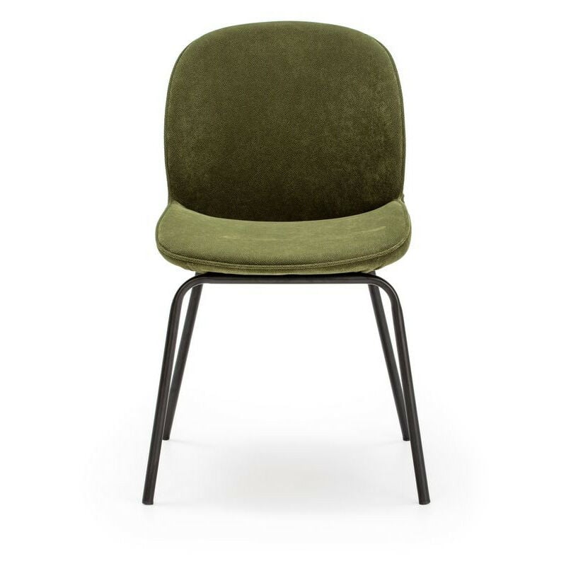 Bobochic - Chaise et fauteuil de table xs - Lot de 2 chaises eva tissu velours et pieds noirs Vert foncé - Vert foncé