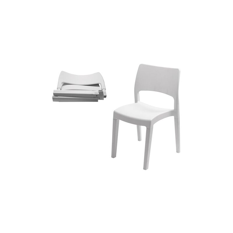 Chaise extérieure blanche en résine empilable et amovible Klik Klak