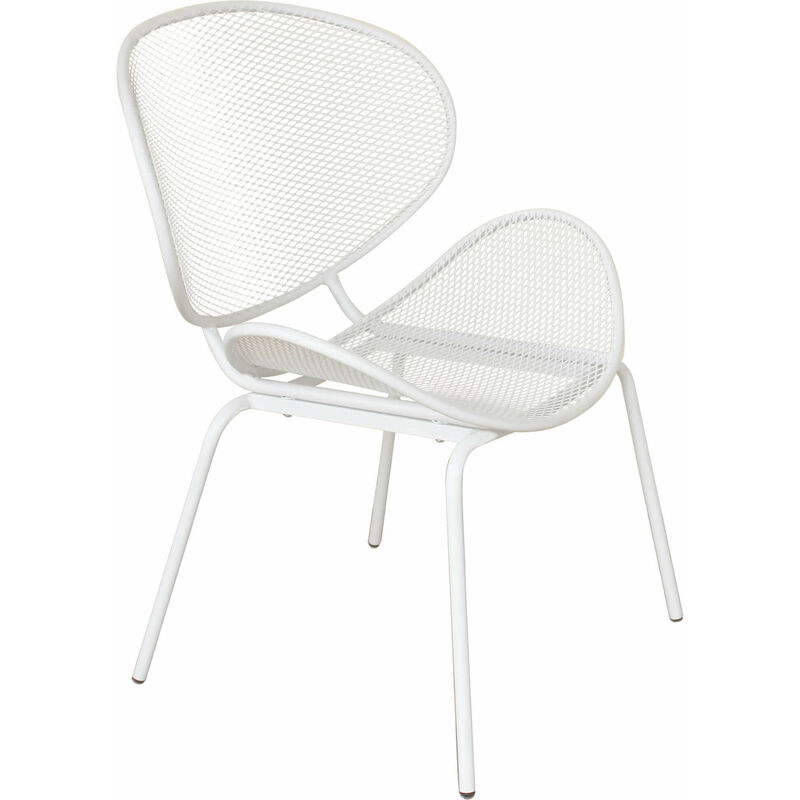 Chaise extérieure startable avec structure métallique et siège de courbe de minuit White - White