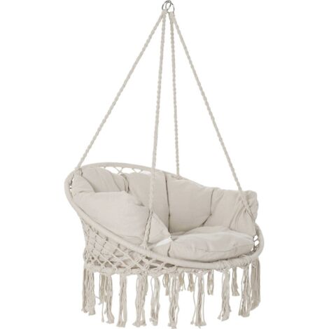 Chaise extérieure suspendue beige pour détente et design - Beige naturel doux et apaisant