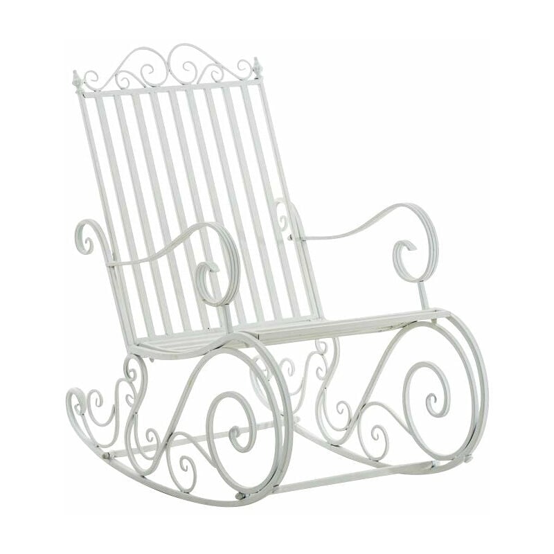 Chaise fauteuil à bascule rocking chair pour jardin en fer blanc - blante