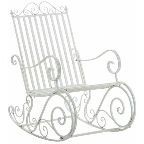 Chaise fauteuil à bascule rocking chair pour jardin en fer blanc MDJ10105