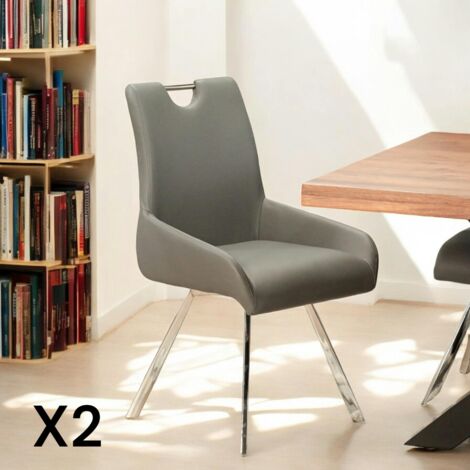 Chaise fauteuil anthracite avec poignée (lot de 2) HELSINKI