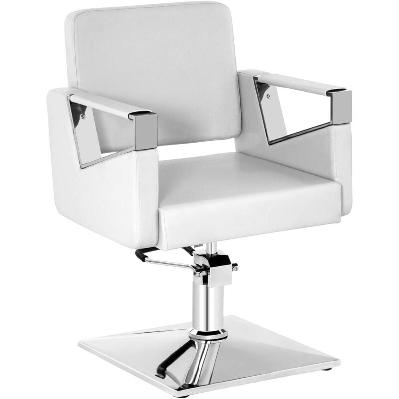 Chaise Fauteuil Coiffeur Barbier Salon De Coiffure Hydraulique 200 Kg Blanc Pvc