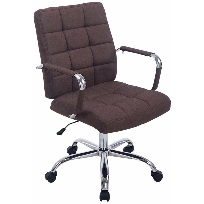 décoshop26 - chaise fauteuil de bureau à roulettes en tissu marron hauteur réglable - marron