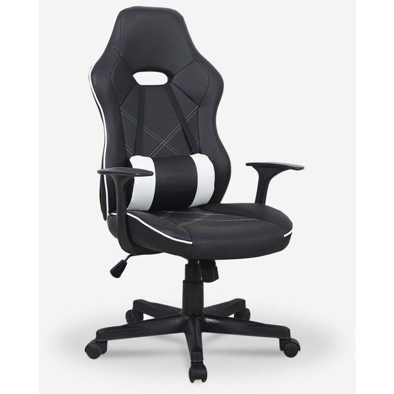 Franchi Bürosessel - Chaise fauteuil de bureau gaming ergonomique racing avec coussin lombaire Estoril