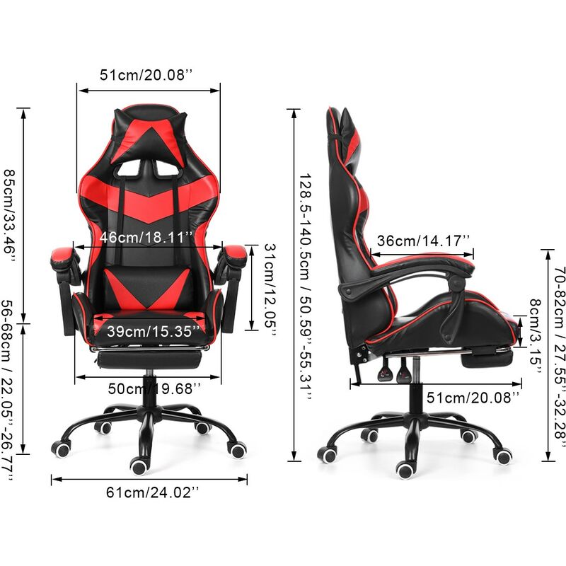 Chaise Fauteuil De Bureau Gaming Gamer Pivotant Racing Inclinable 150 Rouge Agtp5186734