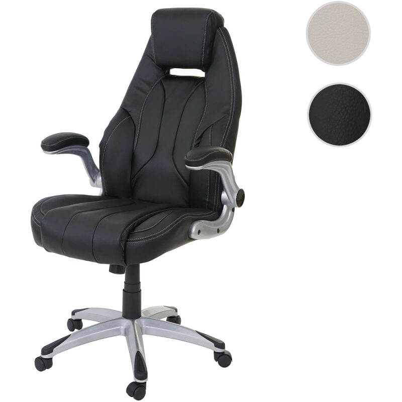 Chaise fauteuil de bureau HWC-A65, chaise pivotante, similicuir - taupe