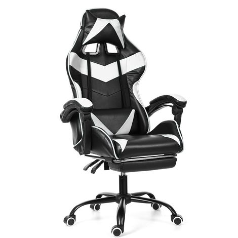 Chaise Fauteuil De Bureau Gaming Gamer Pivotant Racing Inclinable 150 A Blanc Tempsa Poa5186735