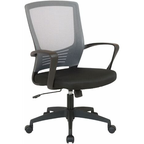 Chaise fauteuil de bureau sur roulettes en maille gris et noir réglable avec accoudoirs BUR10357