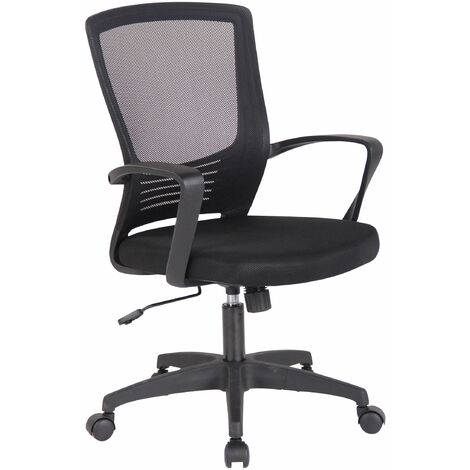 Chaise fauteuil de bureau sur roulettes en maille noir réglable avec accoudoirs BUR10356