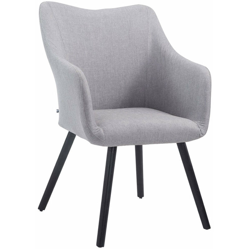 Chaise fauteuil de salle à manger en tissu couleur gris design scandinave moderne pieds noir 100000256