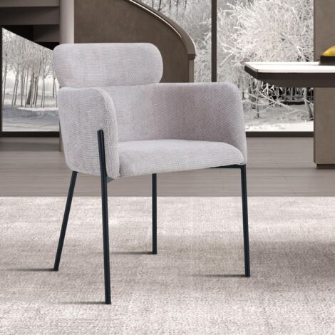 Chaise fauteuil en tissu beige NOEMIE (lot de 2)