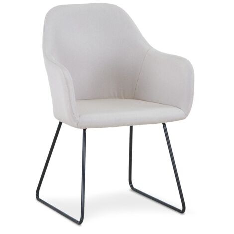 Chaise / Fauteuil Epok Métal Noir et Tissu Beige