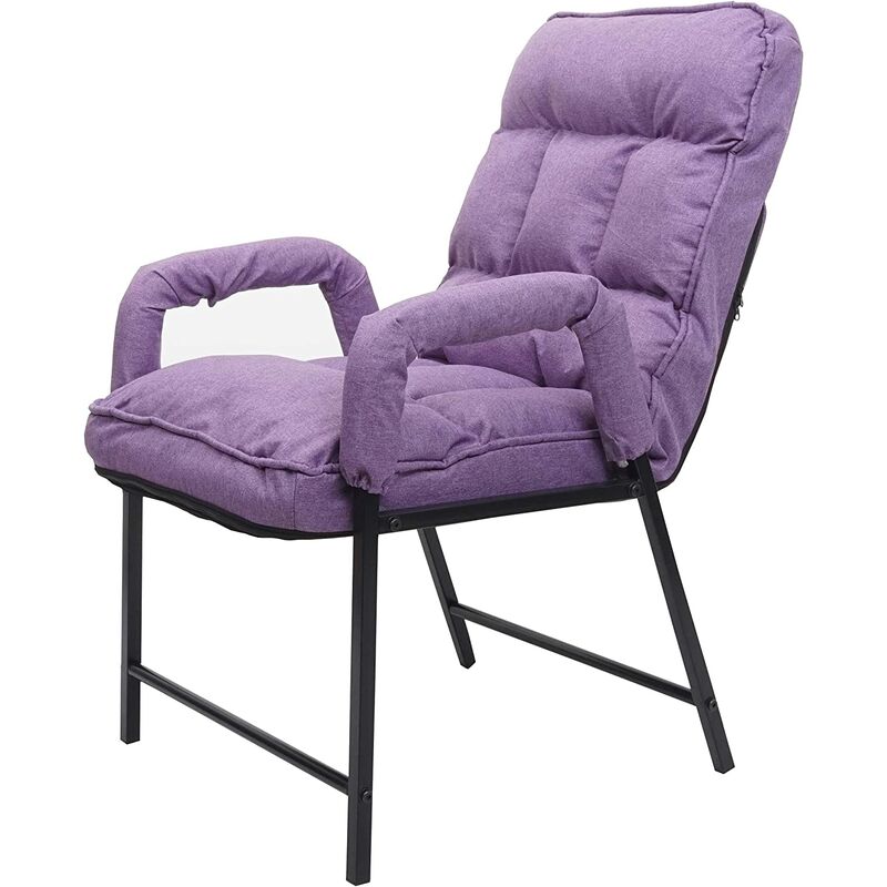 décoshop26 - chaise fauteuil lounge rembourrée dossier inclinable 160 kg métal réglable en tissu/textile violet