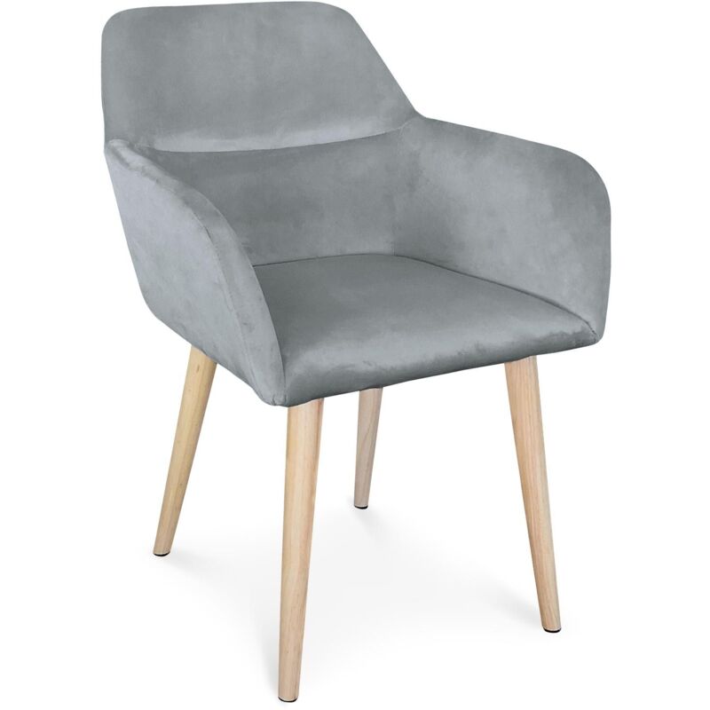 Cotecosy - Chaise / Fauteuil scandinave Fraydo Velours Argent