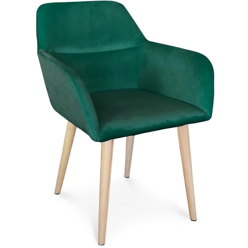 Cotecosy - Chaise / Fauteuil scandinave Fraydo Velours Vert