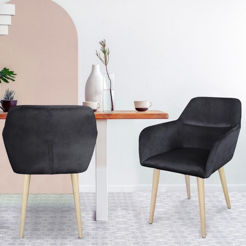 Cotecosy - Chaise / Fauteuil scandinave Fraydo Velours Noir