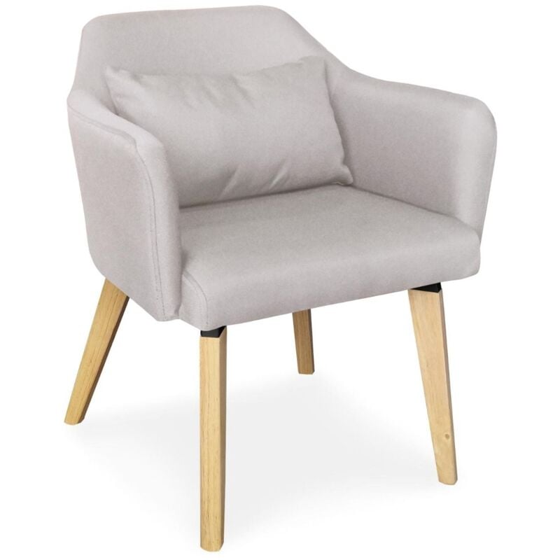 Cotecosy - Chaise / Fauteuil scandinave Shaggy Tissu Beige