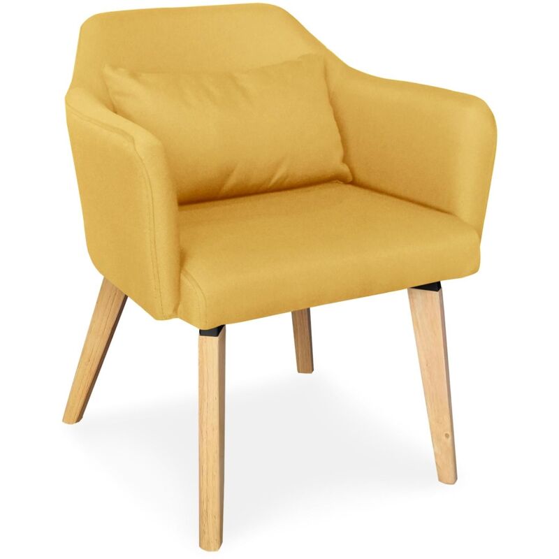 Cotecosy - Chaise / Fauteuil scandinave Shaggy Tissu Jaune