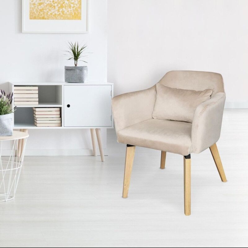 Chaise / Fauteuil scandinave Shaggy Velours Beige
