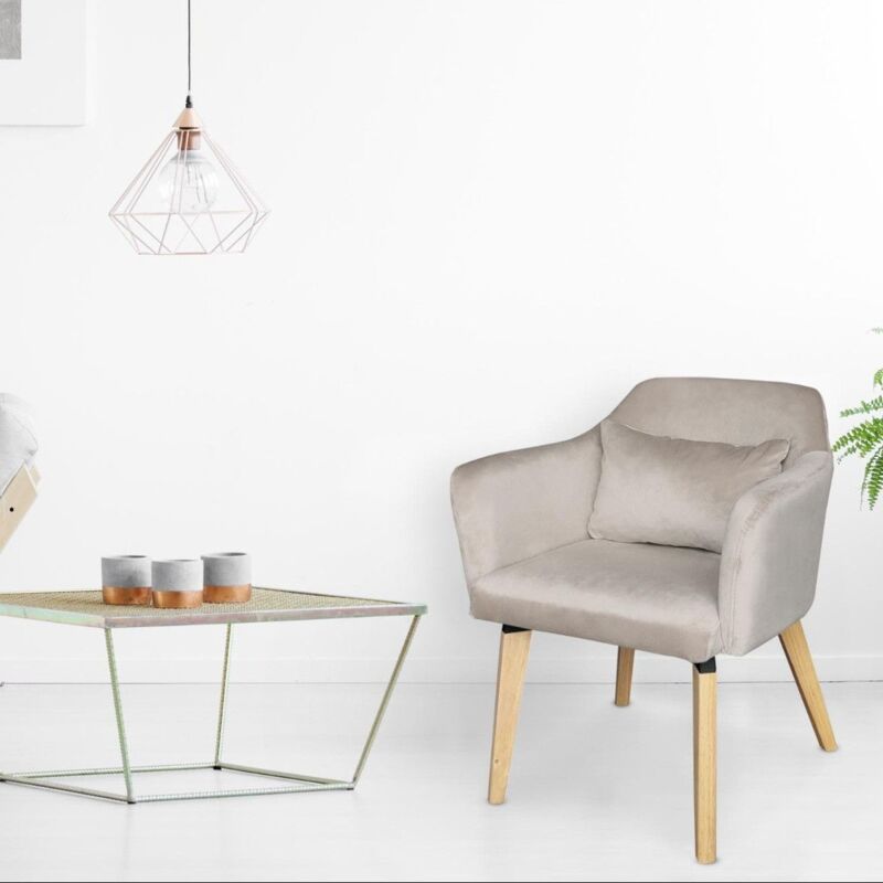 Chaise / Fauteuil scandinave Shaggy Velours Taupe