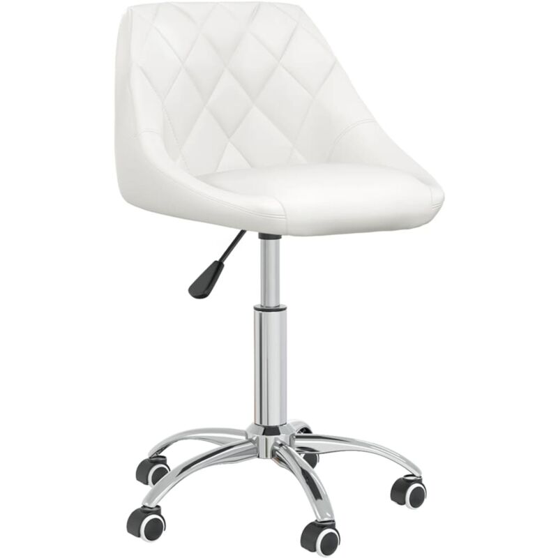 Chaise fauteuil siège pivotante de bureau informatique étude similicuir blanc