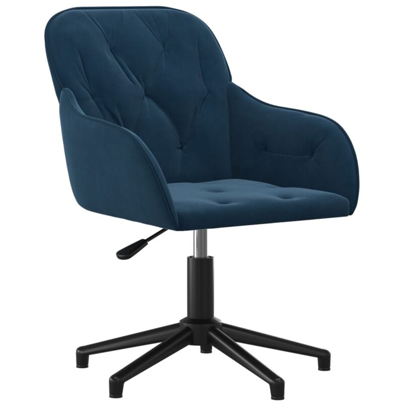 Chaise fauteuil siège pivotante de bureau informatique étude velours bleu