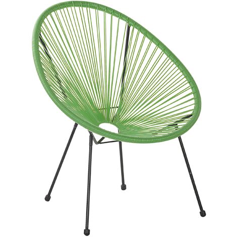 Chaise Fauteuil Type Spaghetti en Rotin PE Vert et Acier Design Original pour Salon Chambre Terrasse ou Jardin Moderne et Industriel Beliani - Vert