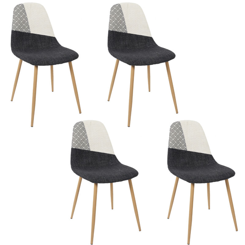 Lot De 2 Chaises First Patchwork Noir Blanc Home Deco Factory