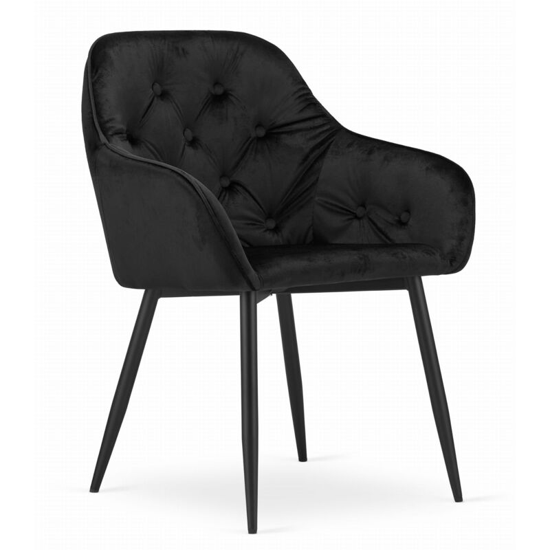 Chaise FORIO - velours noir / pieds noirs x 1