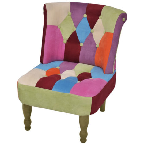Chaise française au design patchwork tissu vidaXL