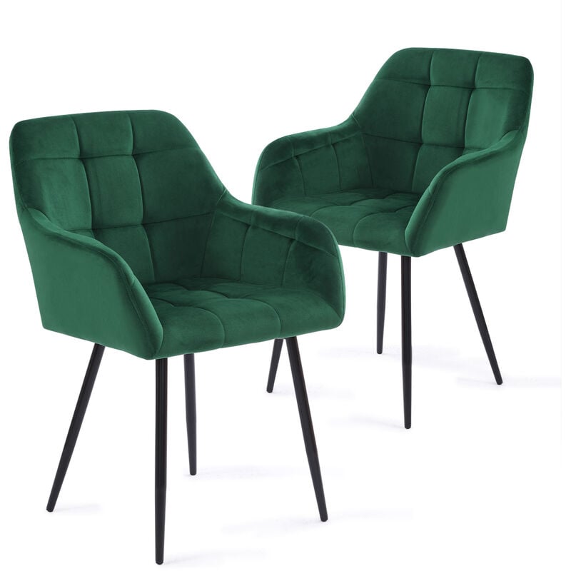 chaise Futurefurniture.® lot de 2 chaises de salle à manger, chaise de salle à manger chaises de salle à manger, velours, vert