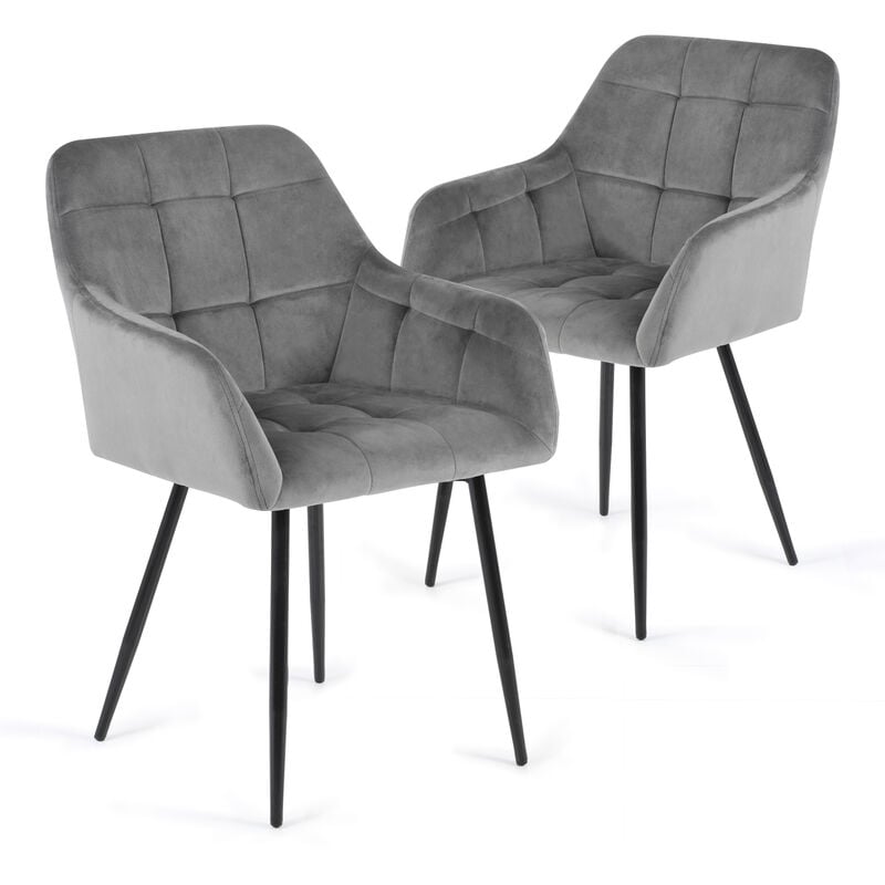 Futurefurniture - chaise .® lot de 2 chaises de salle à manger, chaise de salle à manger chaises de salle à manger, velours,gris