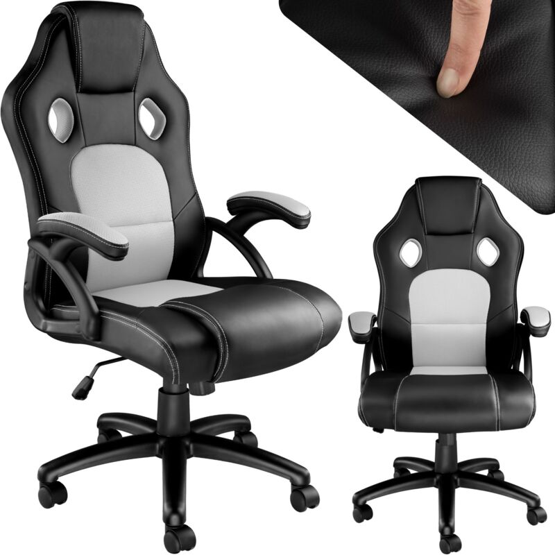 chaise gamer tyson - chaise de bureau, fauteuil siege bureau noir/gris