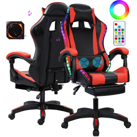 Chaise Gaming - Chaise Bureau Ergonomique avec Repose-Pied,Réglable en hauteur, dossier extensible, conception des mains courantes