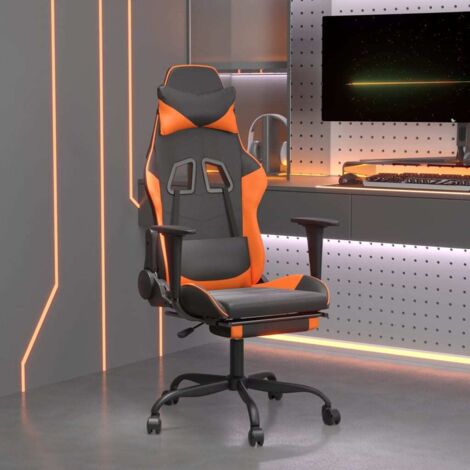 Chaise gaming Chaise de bureau  Fauteuil gamer avec repose-pied Noir et orange Similicuir 14880