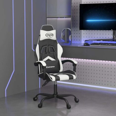 Chaise gaming Chaise de bureau  Fauteuil gamer Noir et blanc Similicuir 42320