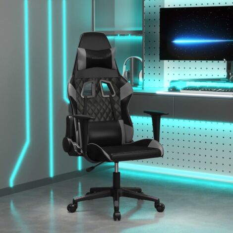 Chaise gaming Chaise de bureau  Fauteuil gamer Noir et gris Similicuir 62010