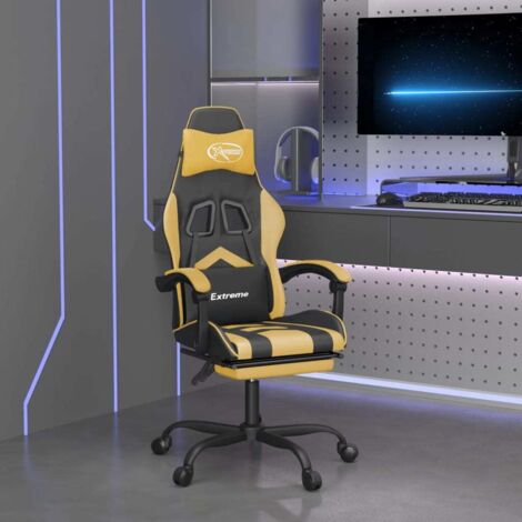 Chaise gaming - Chaise de jeu avec repose-pied - Fauteuil Gaming - Chaise de Bureau d'ordinateur Noir et doré Similicuir BSRHS607274