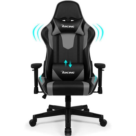Vinsetto Fauteuil gaming gamer chaise de bureau ergonomique pivotante 360 °  hauteur dossier réglables repos-pieds rétractable 68 x 68 x 126 cm noir  rouge