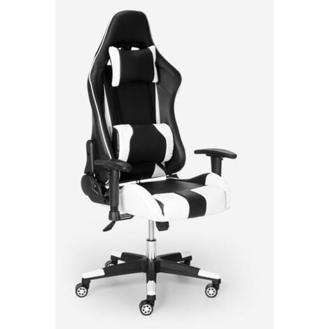 Chaise gaming de bureau ergonomique réglable avec coussins et accoudoirs Adelaide
