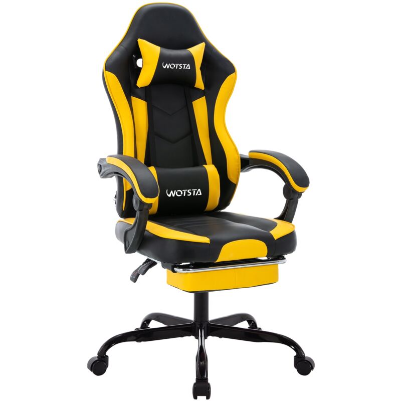 Tanant - Chaise gaming de jeu avec repose-pieds, chaise de bureau ergonomique avec soutien lombaire, coussin confortable, dossier inclinable, hauteur