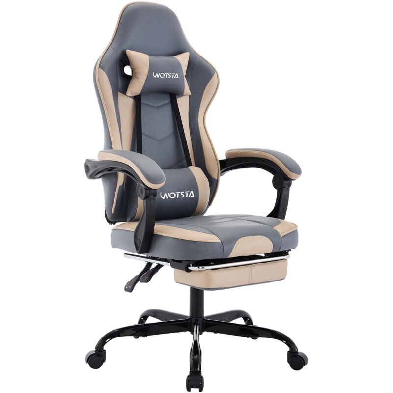 Tanant - Chaise gaming de jeu avec repose-pieds, chaise de bureau ergonomique avec soutien lombaire, coussin confortable, dossier inclinable, hauteur