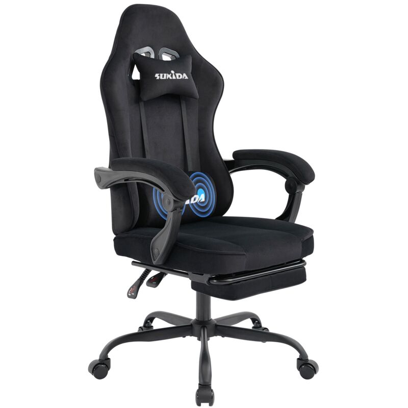 Tanant - Chaise gaming de jeu avec repose-pieds, chaise de bureau ergonomique avec soutien lombaire, coussin confortable, dossier inclinable