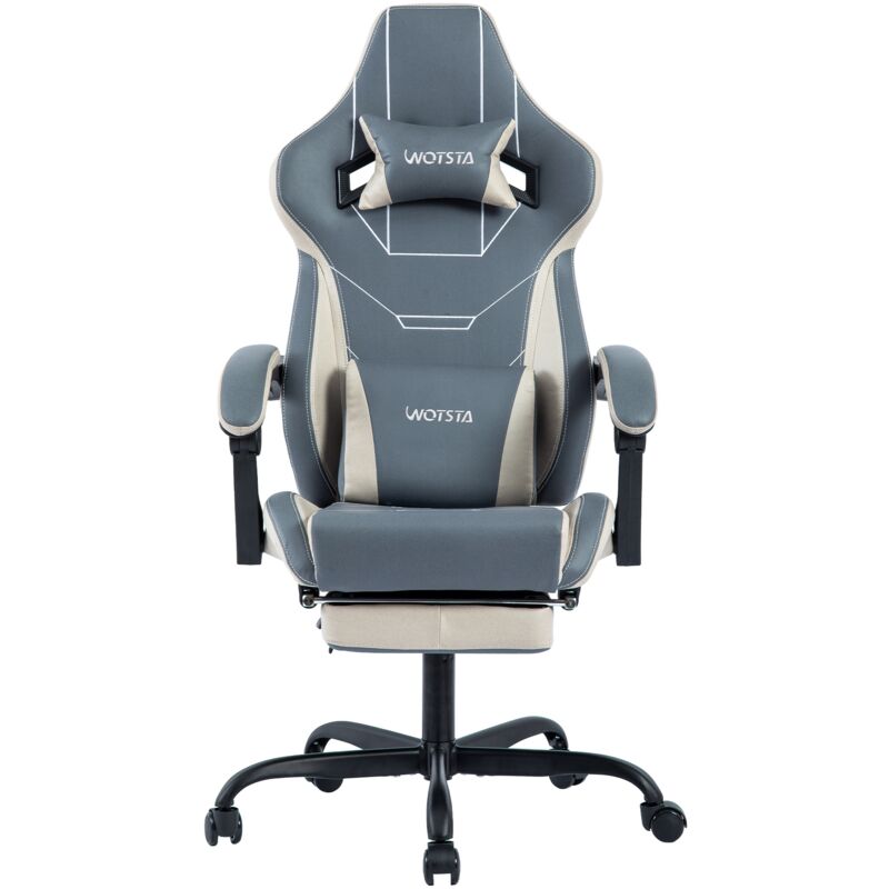 Tanant - Chaise gaming de jeu ergonomique avec repose-pieds, Fauteuil de bureau rembourrée et réglable en hauteur, avec support lombaire, coussin et