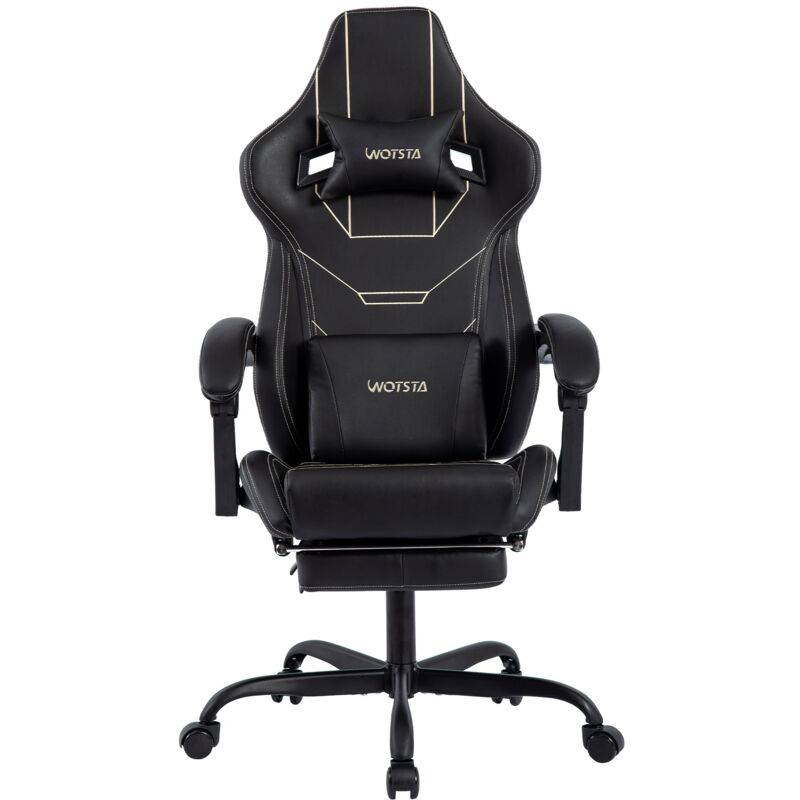Tanant - Chaise gaming de jeu ergonomique avec repose-pieds, Fauteuil de bureau rembourrée et réglable en hauteur, avec support lombaire, coussin et
