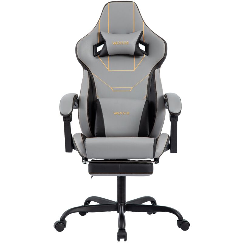 Tanant - Chaise gaming de jeu ergonomique avec repose-pieds, Fauteuil de bureau rembourrée et réglable en hauteur, avec support lombaire, coussin et